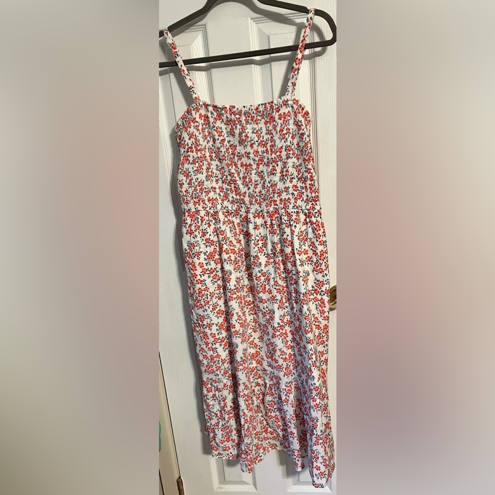 GAP Redish orange and blue floral with off white background Sundress